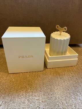 Prada Cream Ivory Sculpted Candle with Branded Wind-Up Key